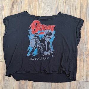 Bravado Black Bowie 1972 World Tour Graphic Tee with Red and Blue Print